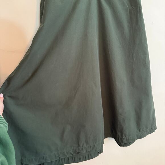 RYE | Hunter Green V Neck V Back Cotton Trapeze Minimalist Dress | Small - Picture 3 of 7